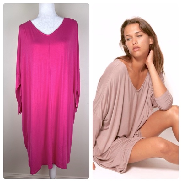 Yana K | NWT Comfy Stretchy Lisa Dress In Fuchsia | One Size - Picture 1 of 13